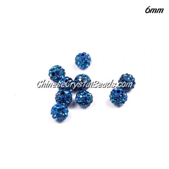 10Pcs 6mm pave clay disco beads, hole:1mm, capri blue