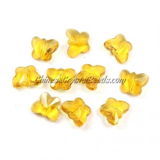 Crystal Butterfly Beads, golden, 12x14mm, 10 beads