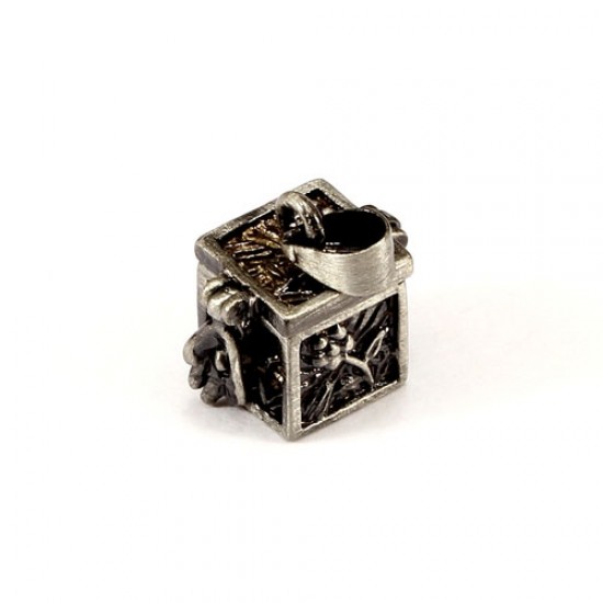 charms, alloy  box, 10x10x11mm,  Sold individually.
