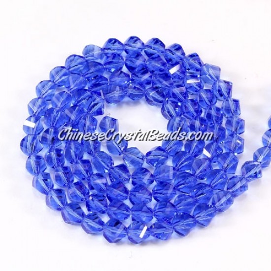 4mm Crystal Helix Beads Strand med sapphire, about 100 beads, 15 inch