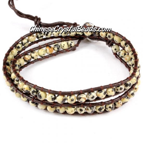 Beaded Wrap Bracelet, 4mm beads, 12.5inch