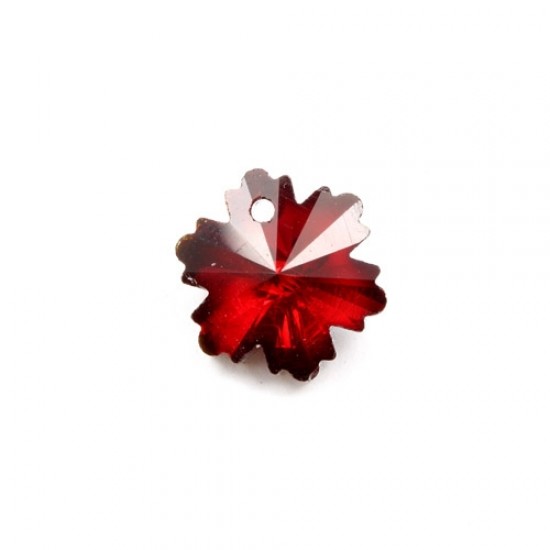 10Pcs crystal pendant snowflake, 1 hole 1mm, 12x14mm, red