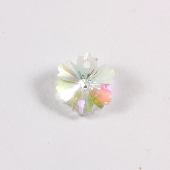 10Pcs crystal pendant snowflake, 1 hole 1mm, 12x14mm, Clear AB