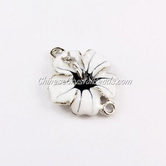 Pave accessories, flower, 21x27mm, white black, 1pcs