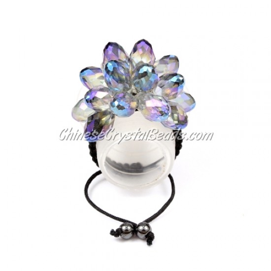 Pave crystal flower, lt-blue light, sold 1 pcs