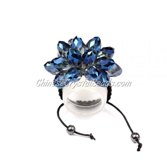 Pave crystal flower, blue light, sold 1 pcs