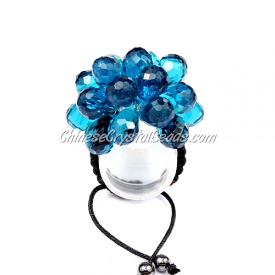 Pave crystal flower, capri blue, sold 1 pcs