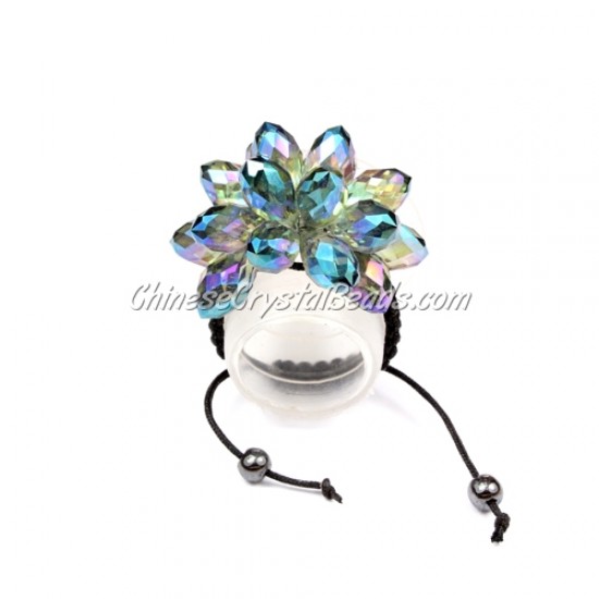Pave crystal flower, green light, sold 1 pcs