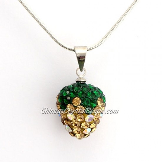 Pave Disco strawberry Pendant, champagne, clay, crystal Rhinestone, 12x14mm, sold 1 pcs
