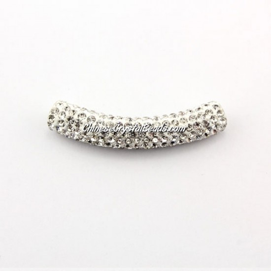 Pave Crystal Pave Tube Beads, 45mm, 4mm hole, sold 1pcs