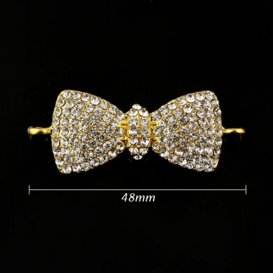Pave bowknot accessories, 18x48mm, gold