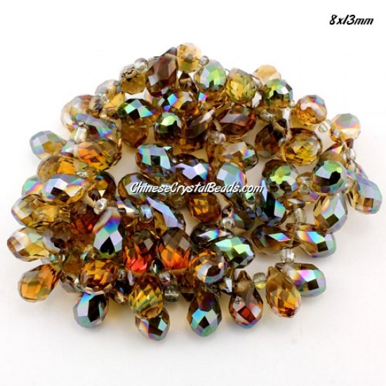 (NEW) Crystal Briolette Bead Strand, new color (9),  8x13mm, 98 beads