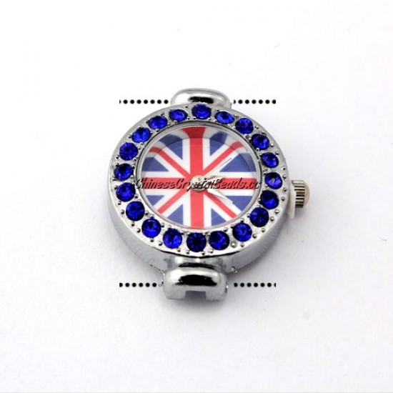 Pave watch, UK flag, sapphire crystal, 22x29mm, sold 1 pcs