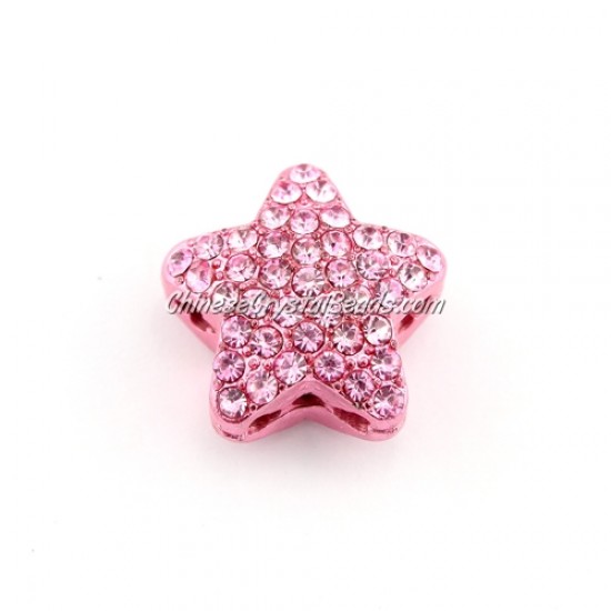 pave star cube beads, 19mm, pink,  1 piece