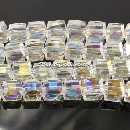crystal cube beads, 10mm, Clear AB, sold per pkg of 20pcs