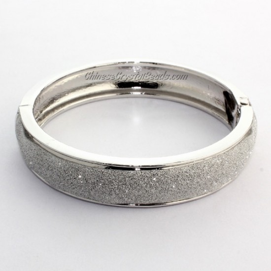 Womens Hinged Bangle Bracelet, alloy silver plated, 13mm wide, Length:60mm