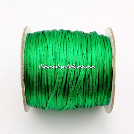 1.5mm Satin Rattail Cord thread, #08, green, 80Yard spool