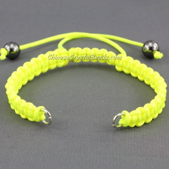 Pave chain, nylon cord, (neon) yellow, wide : 7mm, length:14cm