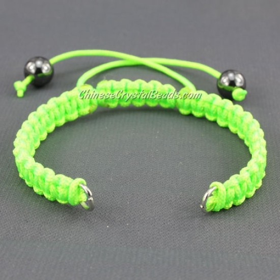 Pave chain, nylon cord, (neon) green, wide : 7mm, length:14cm