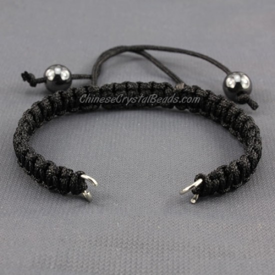 Pave chain, nylon cord, black, wide : 7mm, length:14cm