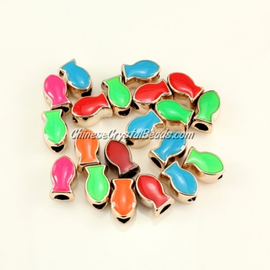 CCB, fish beads, hole: 5mm, 9x14x14mm, mixture color,  sold per pkg of 20 pcs
