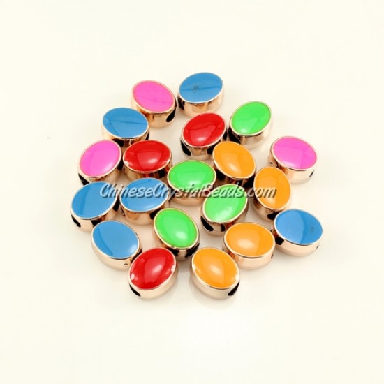 CCB, oval beads, hole: 5mm, 9x11x13mm, mixture color,  sold per pkg of 20 pcs