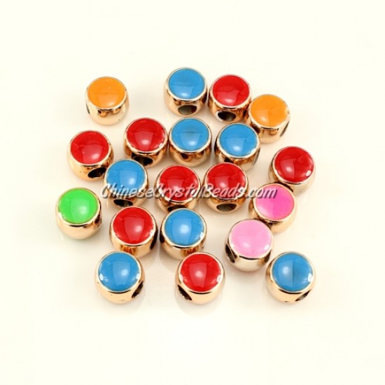 CCB, round beads, hole: 5mm, 10x11x11mm, mixture color,  sold per pkg of 20 pcs