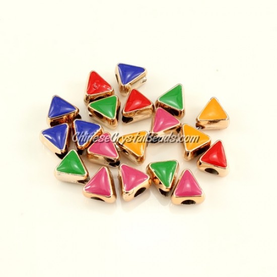 CCB, triangular beads, hole: 5mm, 9x11x11mm, mixture color,  sold per pkg of 20 pcs