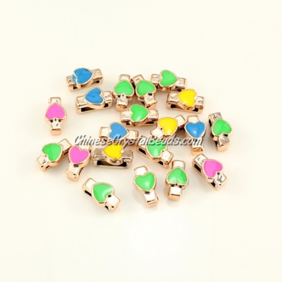 CCB, heart beads, hole: 3x10mm, 7x8x14mm, mixture color,  sold per pkg of 20 pcs