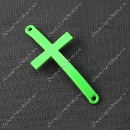 Alloy cross pendant, 21x46mm, hole about 2mm, neon color green, sold 1pcs