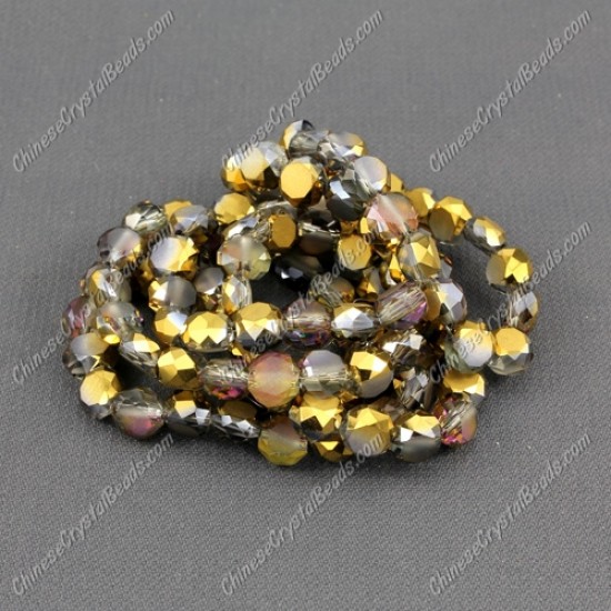 6mm Bread crystal beads long strand, gold and purple light, 100pcs per strand
