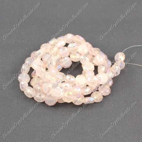 6mm Bread crystal beads long strand, light pink, 100pcs per strand