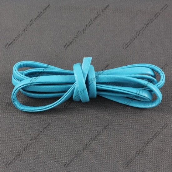 4 folded Nappa flat leather cord, 4mm, aqua, (Sold by the meter)