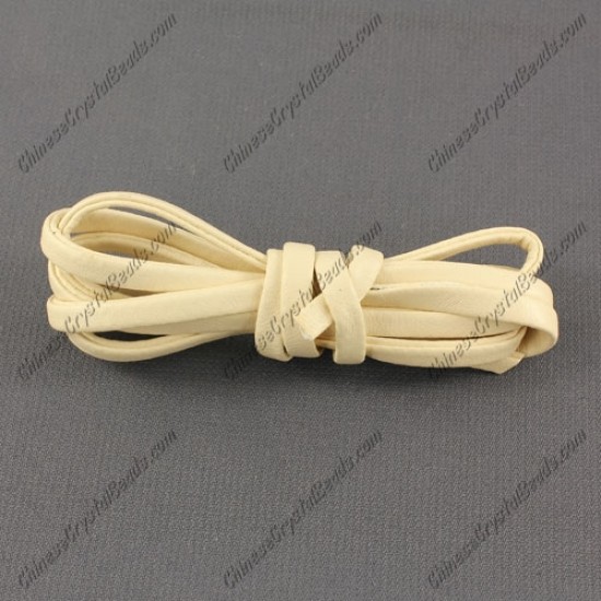 4 folded Nappa flat leather cord, 4mm, milk white, (Sold by the meter)