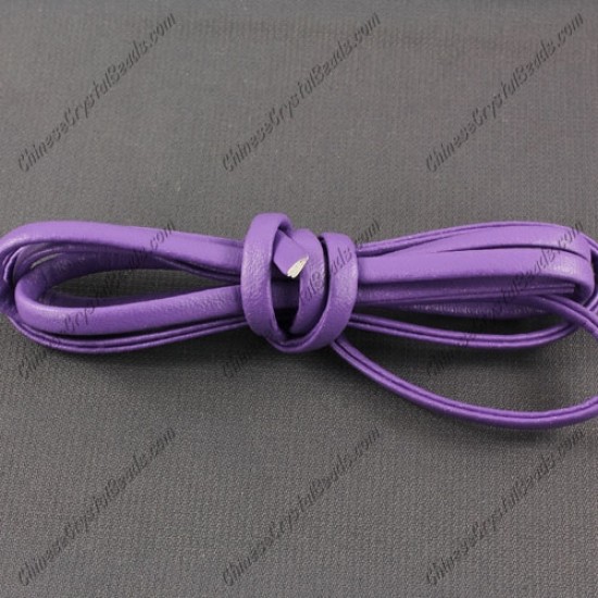 4 folded Nappa flat leather cord, 4mm, purple, (Sold by the meter)