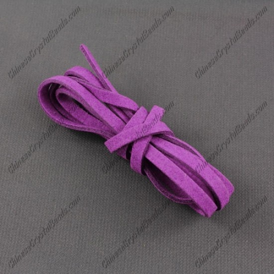 Suede Flat Leather Cord, 4x1.5mm, purple, 1 piece=1 meter
