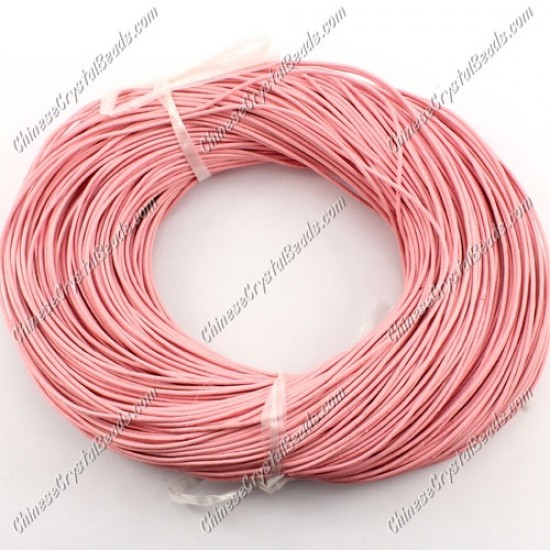 Round Leather Cord, Pink , (1mm, 1.5mm, 2mm)(Sold by the Meter)