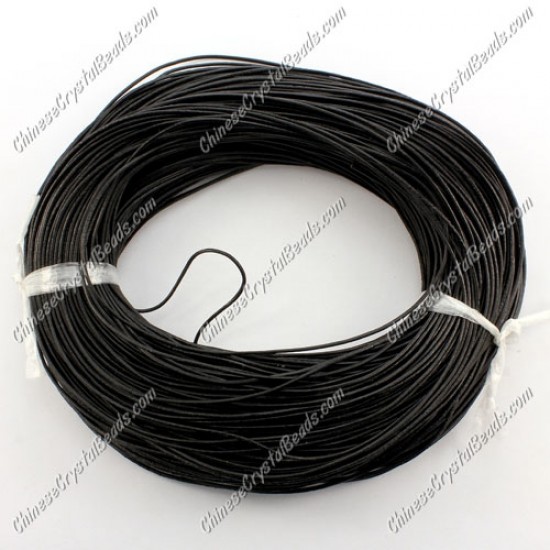 Round Leather Cord, black, (1mm, 1.5mm, 2mm)(Sold by the Meter)