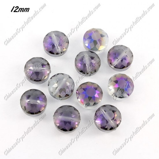 crystal (frosted) sunflower pendant, purple light, 8x12x12mm, sold per pkg of 12pcs