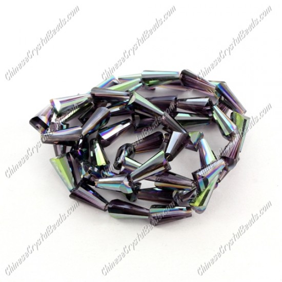 6x12mm Chinese Artemis Crystal beads violet green light, per pkg of 20pcs