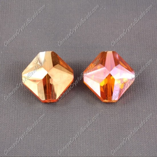 crystal square pendant, 19x22mm, hole about 1.5mm, orange light, sold 1 pcs
