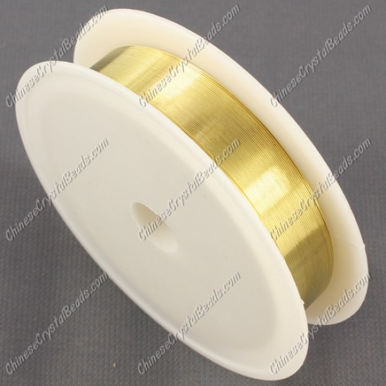 Wire,  gold-finished copper, round, 0.3mm. Sold per 20 meter spool.