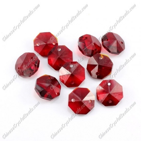 Crystal 14mm Octagon beads, 2 hole, siam, 20 beads