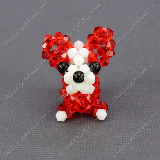 Crystal 3D beading Papillon puppy dog Charm Kit, 35x30mm, red