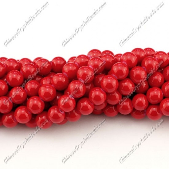 8mm round glass beads strand, red, 100pcs per strand