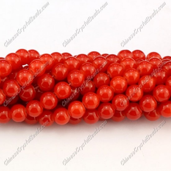 8mm round glass beads strand, light red jade, 100pcs per strand