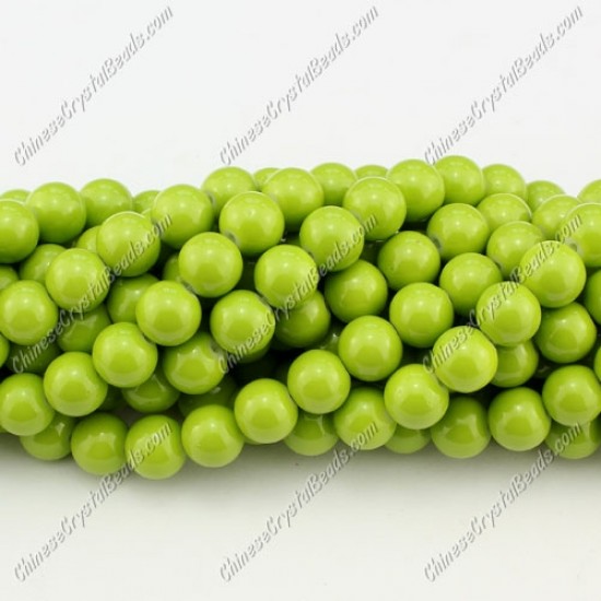 8mm round glass beads strand, Olive green, 100pcs per strand