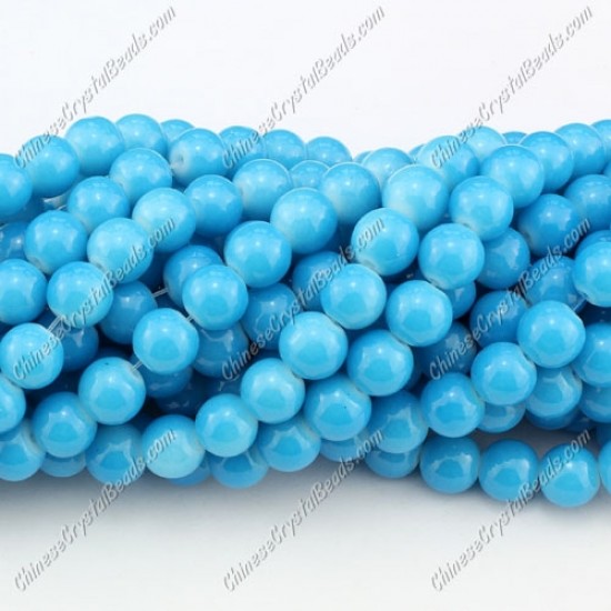 8mm round glass beads strand, Deep Sky Blue, 100pcs per strand