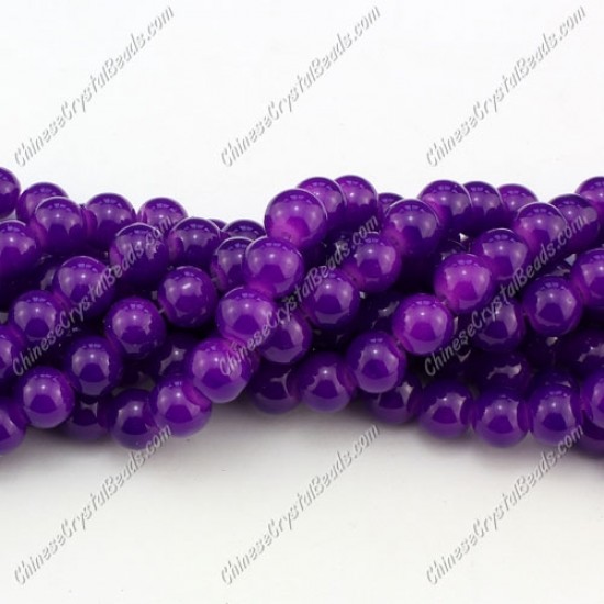 8mm round glass beads strand, purple, 100pcs per strand