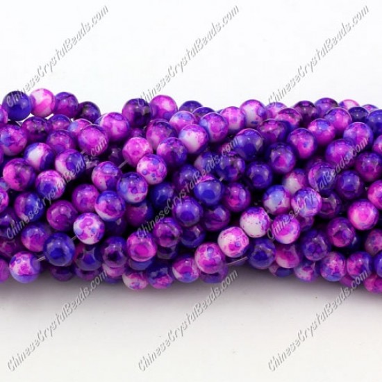6mm round glass beads strand, mix purple, 140pcs per strand